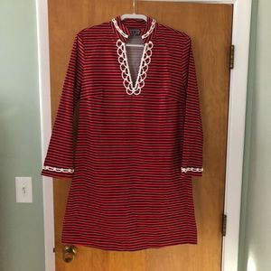 Sail to Sable Navy and Red Striped Tunic Dress Large